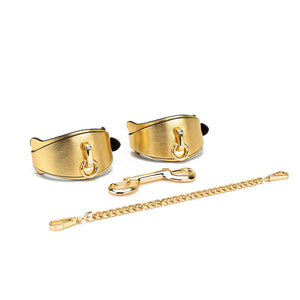 Golden Kinky Kitten Submissive Collar and Cuffs BDSM Kit, Includes Mask, Leash, and Adjustable Restraints