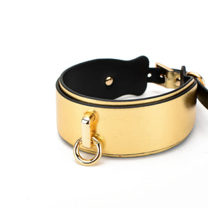 Golden Kinky Kitten Submissive Collar and Cuffs BDSM Kit, Includes Mask, Leash, and Adjustable Restraints