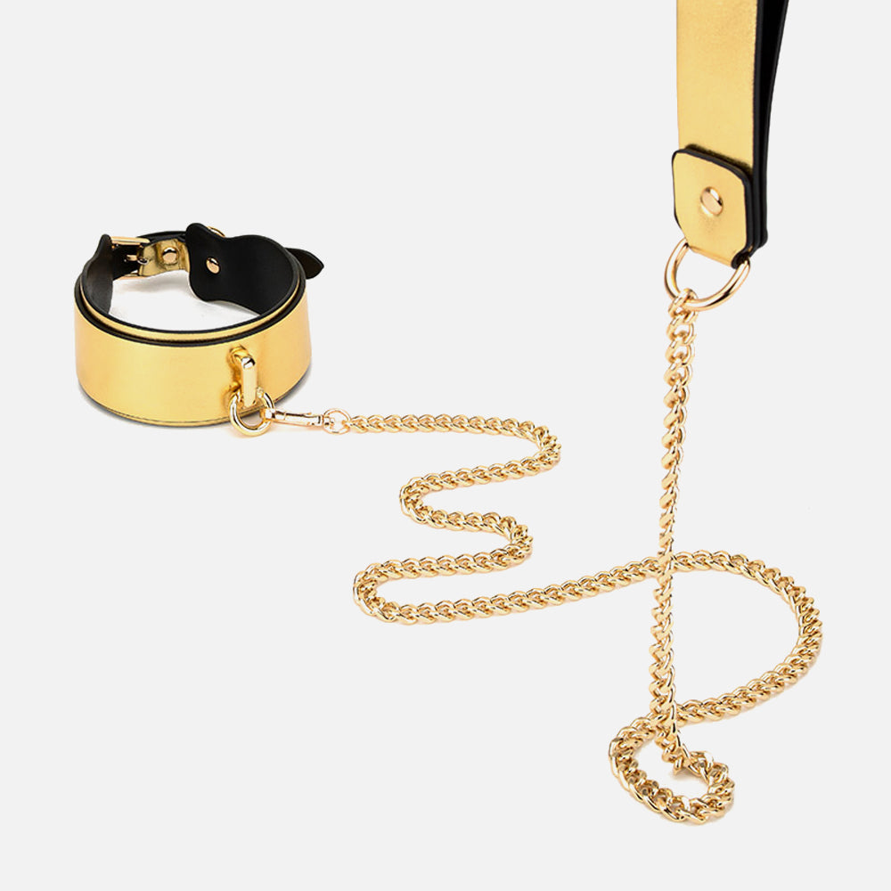 Golden "Kinky Kitten" 6-Piece Bondage Set