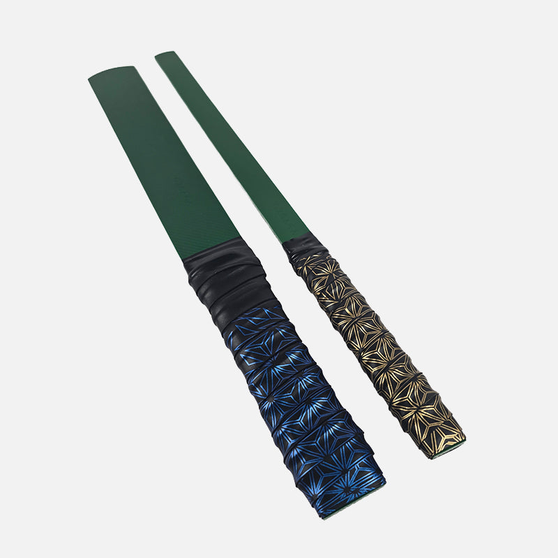 Green PVC Strip Paddle Sharp Sting (Dual Texture) with Customisable Handle Grip Tape