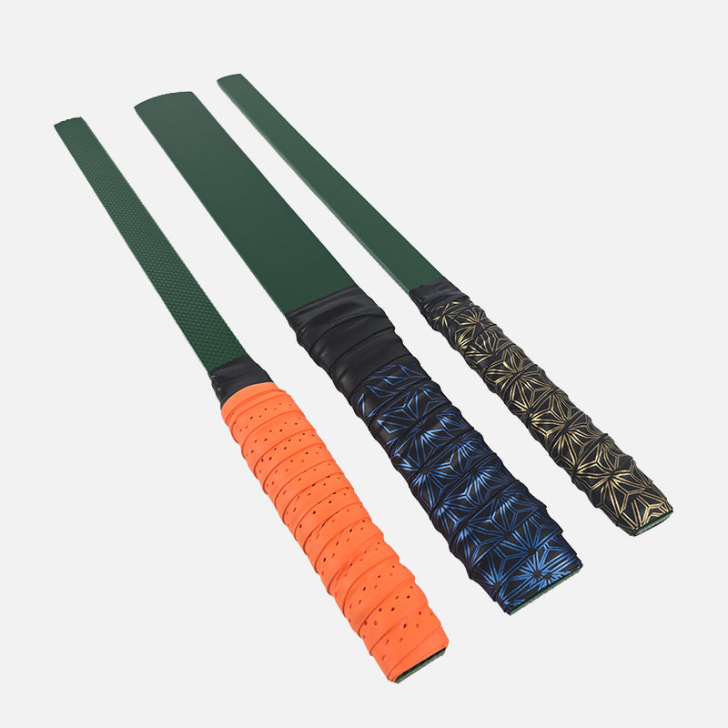 Green PVC Strip Paddle Sharp Sting (Dual Texture) with Customisable Handle Grip Tape