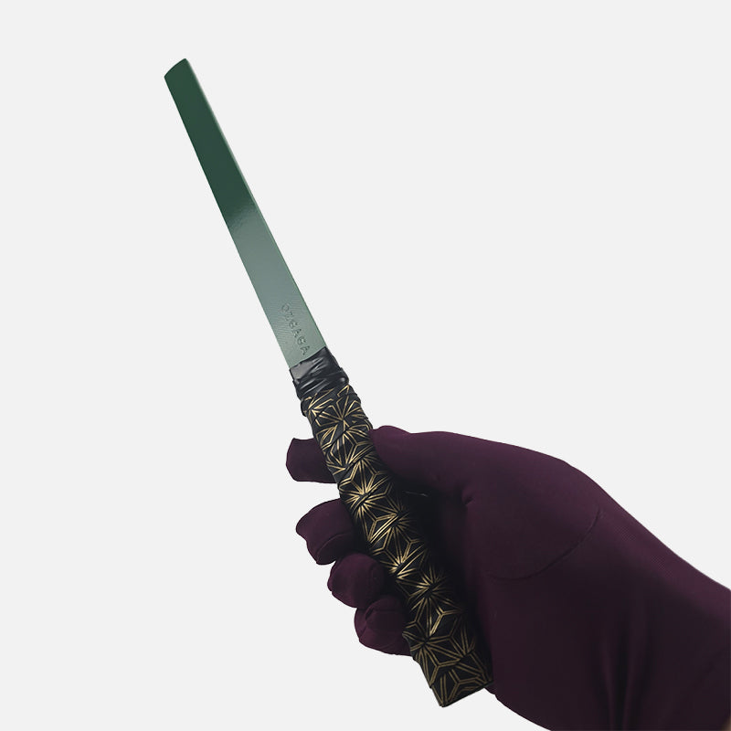 Green PVC Strip Paddle Sharp Sting (Dual Texture) with Customisable Handle Grip Tape