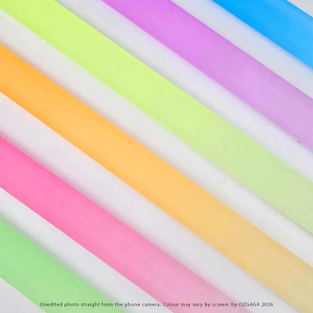Hard Candy hand-smoothed acrylic impact rulers in six translucent colours, including pink, orange, green, blue, yellow and purple.