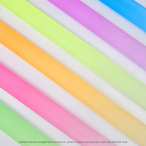 Hard Candy hand-smoothed acrylic impact rulers in six translucent colours, including pink, orange, green, blue, yellow and purple.