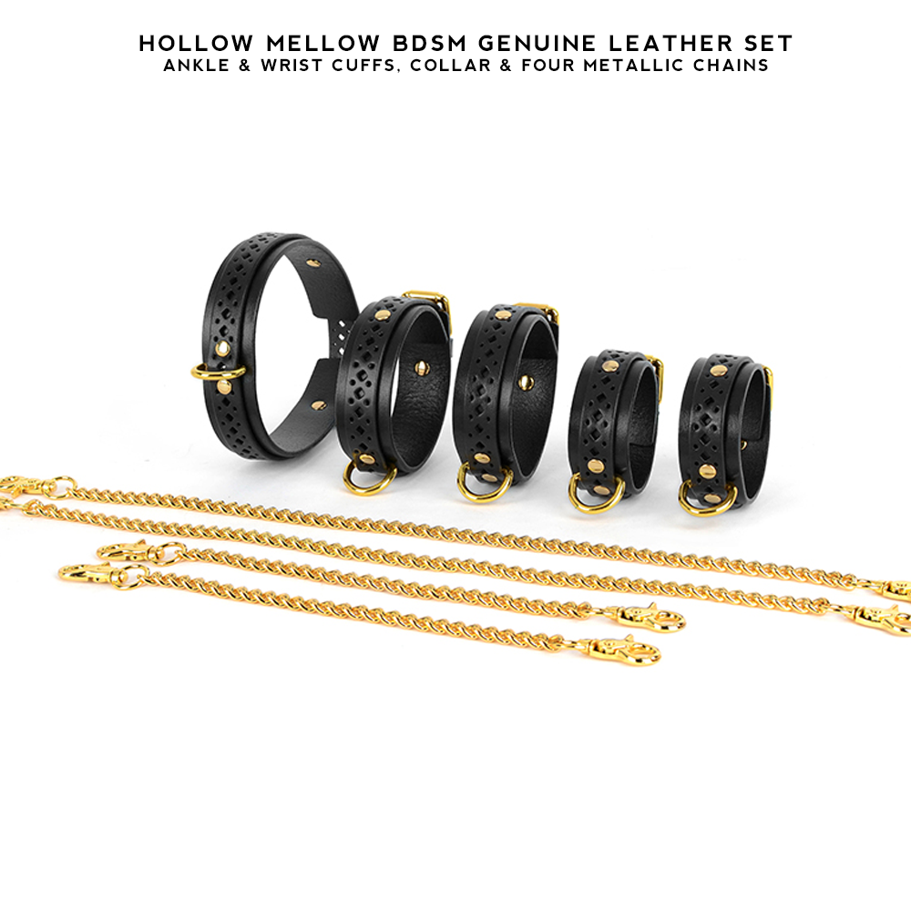 Hollow Mellow BDSM Genuine Leather Set with Metallic Chains