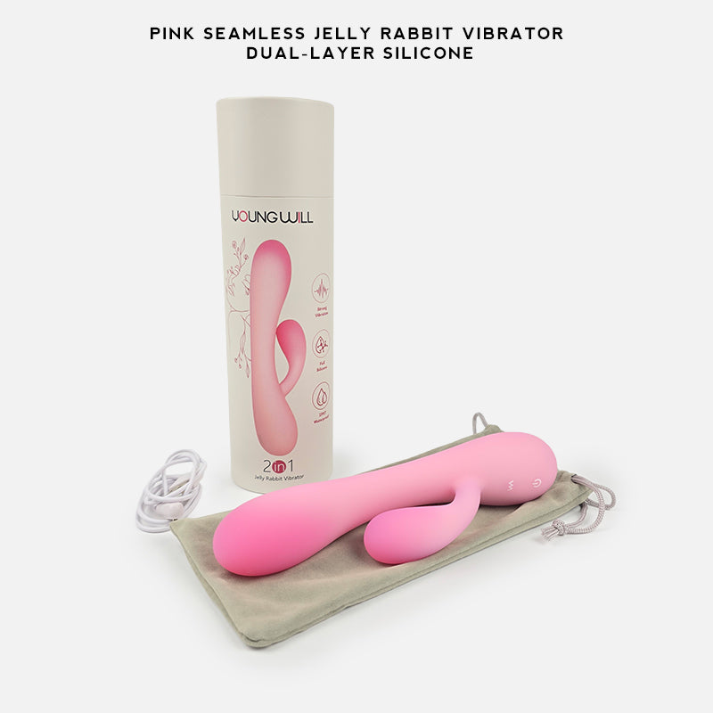 Pink Jelly Seamless Dual-Layer Silicone Rabbit Vibrator