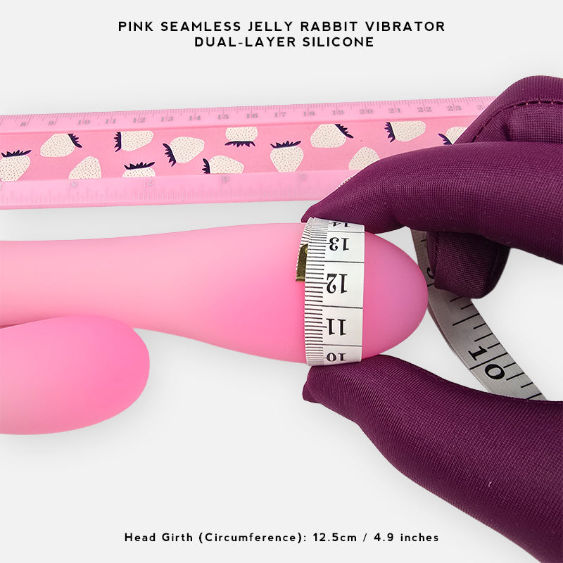 Pink Jelly Seamless Dual-Layer Silicone Rabbit Vibrator