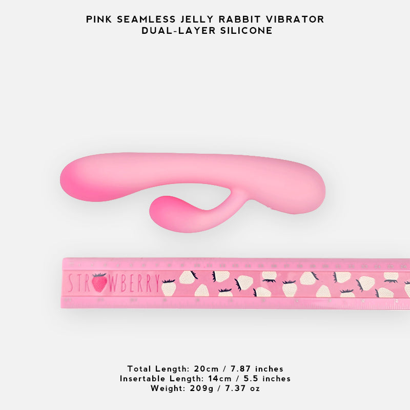 Pink Jelly Seamless Dual-Layer Silicone Rabbit Vibrator