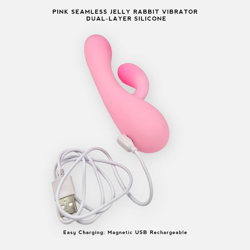 Pink Jelly Seamless Dual-Layer Silicone Rabbit Vibrator