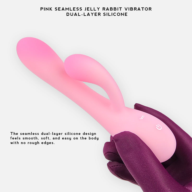 Pink Jelly Seamless Dual-Layer Silicone Rabbit Vibrator