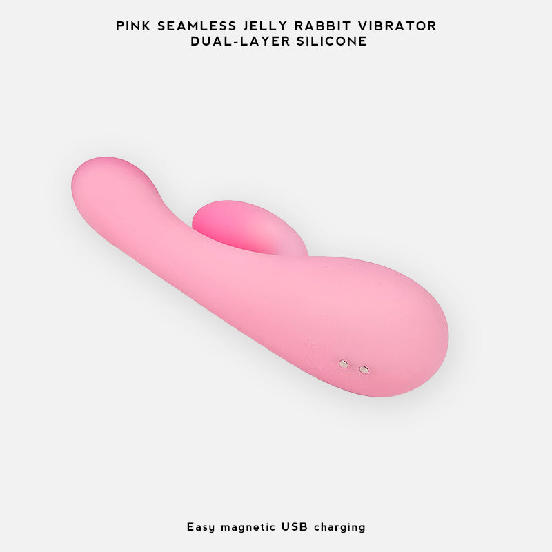 Pink Jelly Seamless Dual-Layer Silicone Rabbit Vibrator