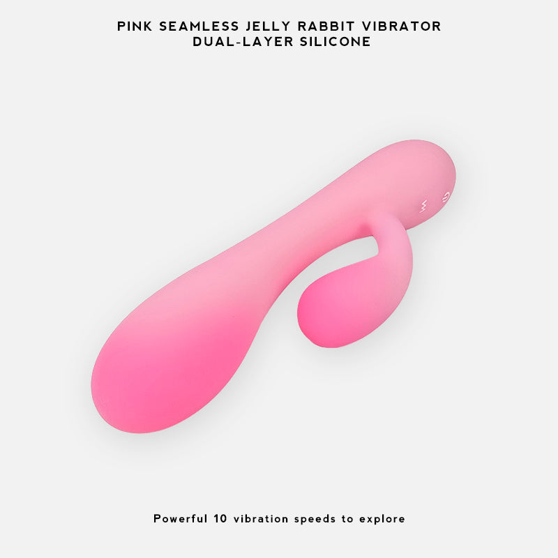 Pink Jelly Seamless Dual-Layer Silicone Rabbit Vibrator