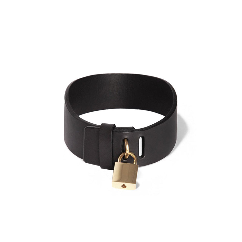 BDSM Deluxe K9 Lockable Genuine Leather Collar