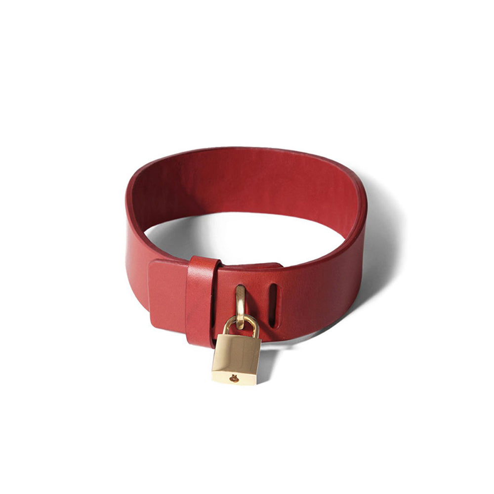 BDSM Deluxe K9 Lockable Genuine Leather Collar