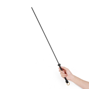 Leather-Covered Fiberglass Riding Crop and Cane Bundle for BDSM Impact Play with Rose-Shaped Tip and Precision Cane.