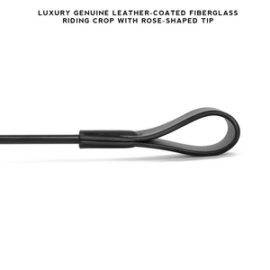 Leather-Covered Fiberglass Riding Crop and Cane Bundle for BDSM Impact Play with Rose-Shaped Tip and Precision Cane.