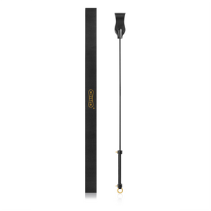 Leather-Covered Fiberglass Riding Crop and Cane Bundle for BDSM Impact Play with Rose-Shaped Tip and Precision Cane.