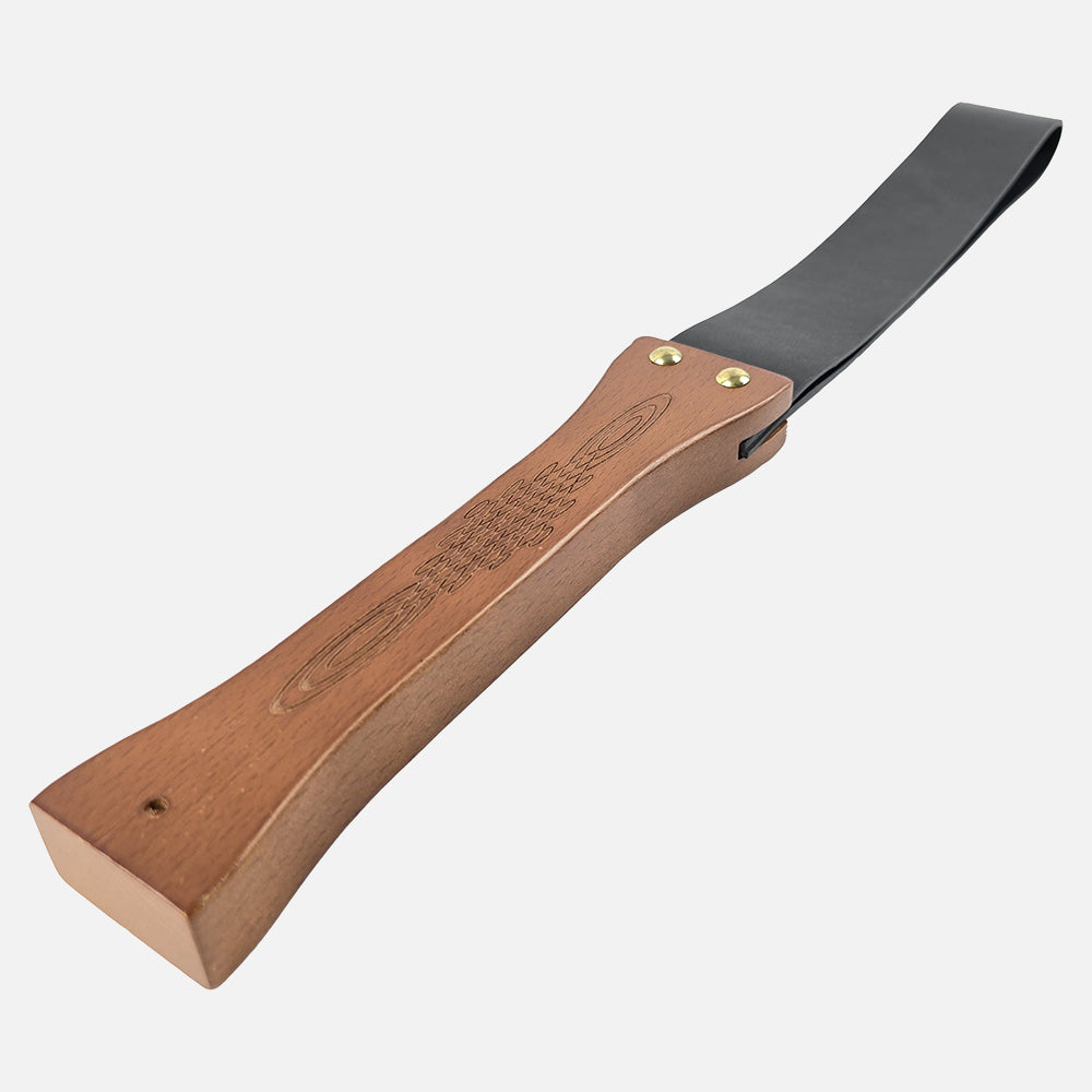 Deluxe BDSM Genuine Leather Spanking Paddle with Wooden Handle