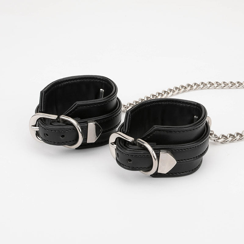 Vegan Leather Wrist Cuffs with Heart Lock