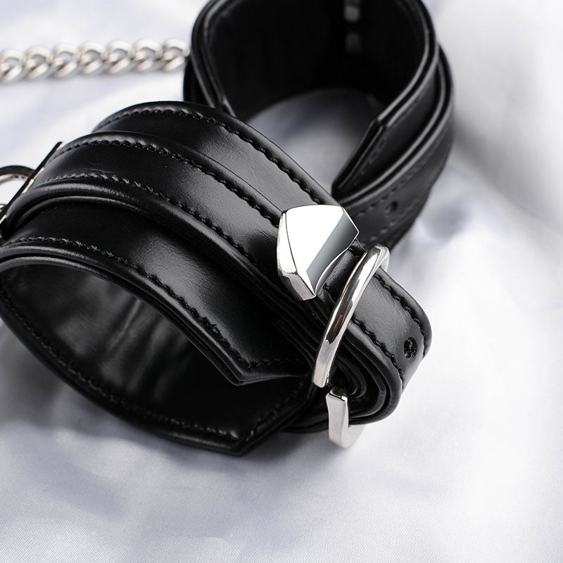 Vegan Leather Wrist Cuffs with Heart Lock