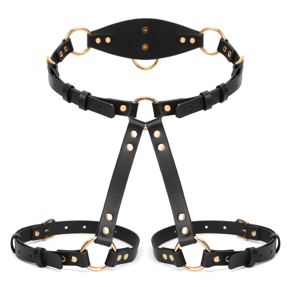 Lower Body Harness Full-Grain Leather with Thigh Extension Straps