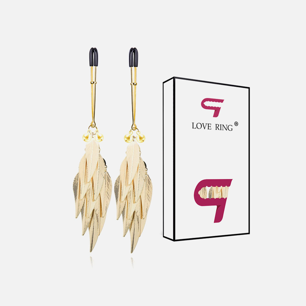 Metal Leaves Nipple Clamps with Brass Bells