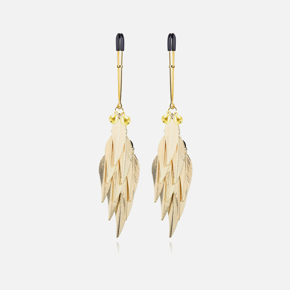 Metal Leaves Nipple Clamps with Brass Bells