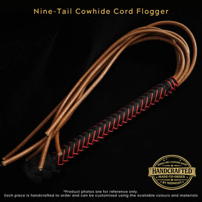 [Custom Made-to-Order] Hand-Braided Paracord Nine-Tail Cowhide Cord Flogger