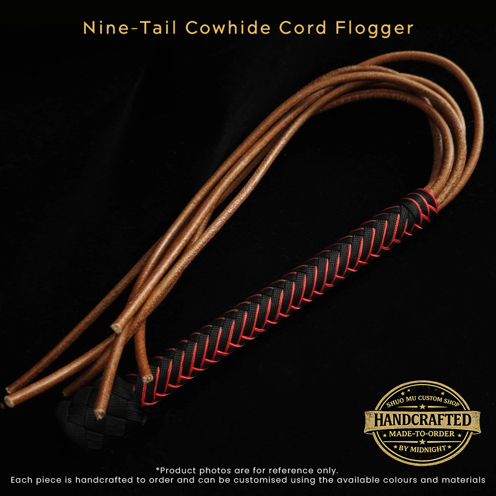 [Custom Made-to-Order] Hand-Braided Paracord Nine-Tail Cowhide Cord Flogger