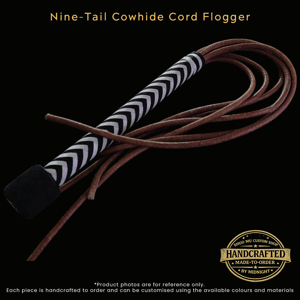 [Custom Made-to-Order] Hand-Braided Paracord Nine-Tail Cowhide Cord Flogger