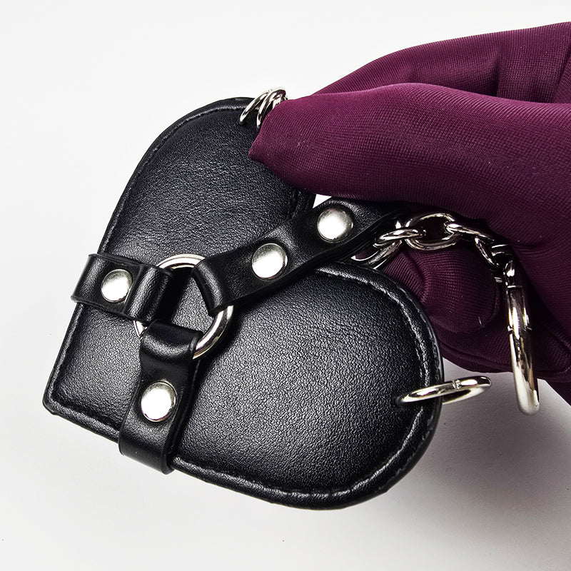 Pierced Red or Black Heart with Black Harness Keychain