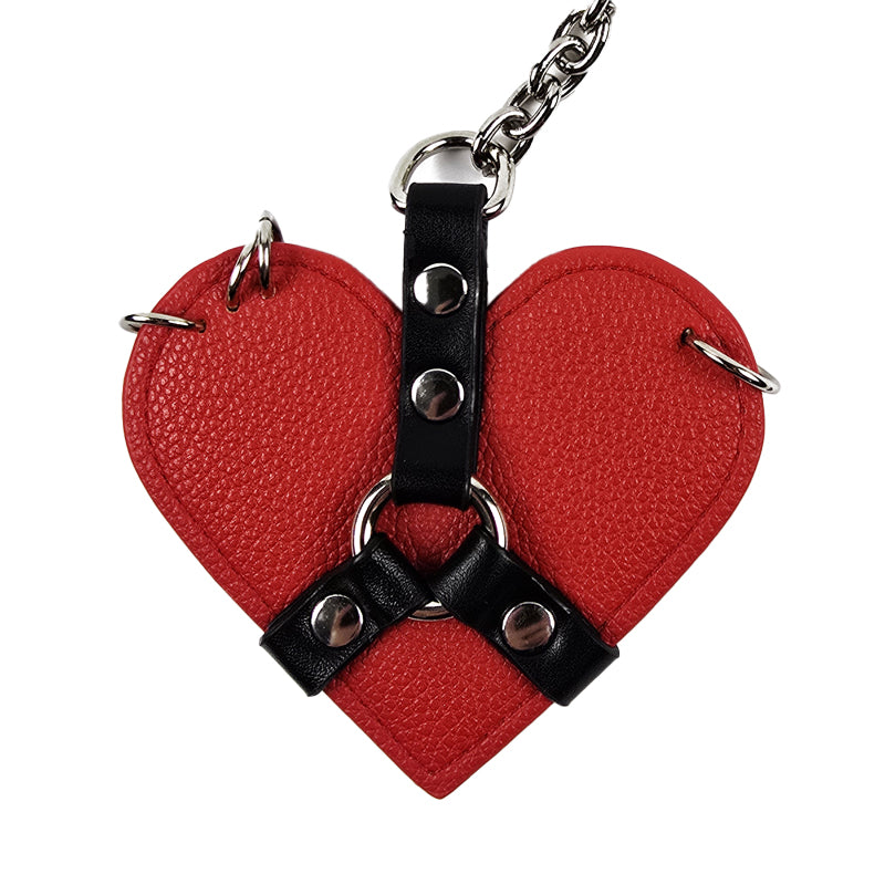 Pierced Red or Black Heart with Black Harness Keychain