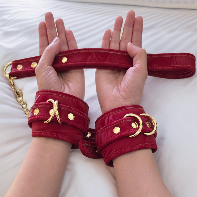 OZGAGA Deluxe Red Passion Velvet Bondage Restraint Spanking Kit (15pc)