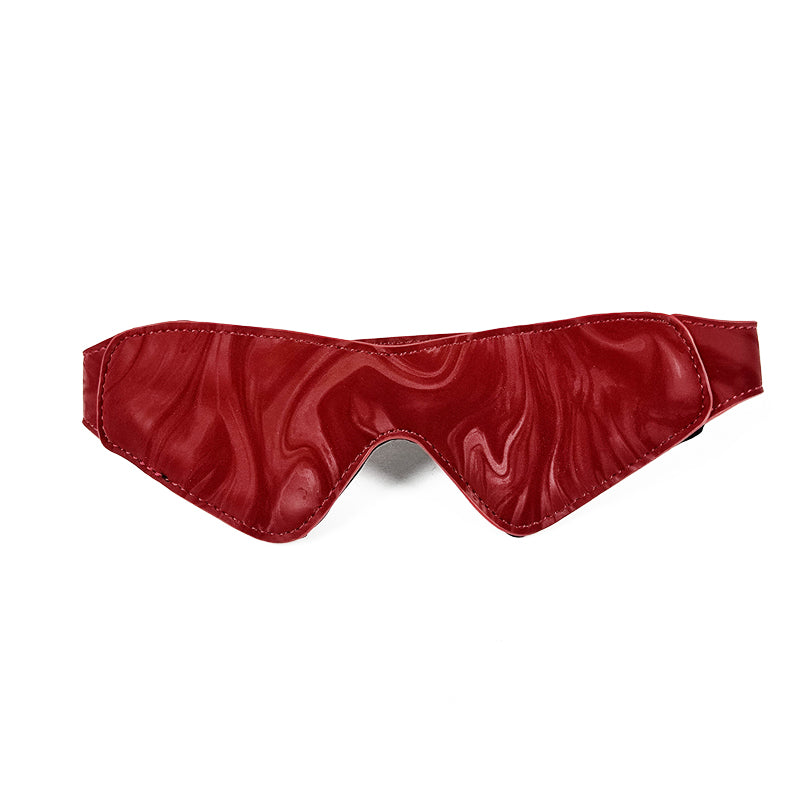 OZGAGA Deluxe Red Passion Velvet Bondage Restraint Spanking Kit (15pc) Red satin eye mask on a white background