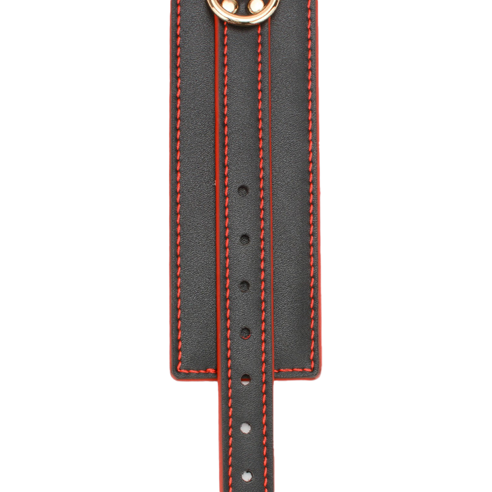 Red Stitching Vegan Leather Wrist & Ankle Cuffs with Metallic Chains