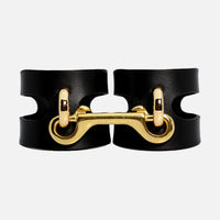 Simple Leather Handcuffs with Double Fixation Buckle