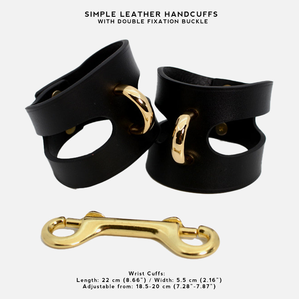 Simple Leather Handcuffs with Double Fixation Buckle
