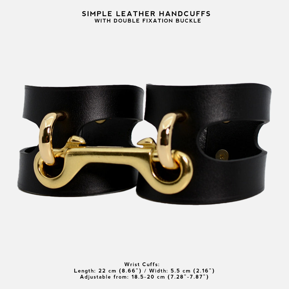 Simple Leather Handcuffs with Double Fixation Buckle