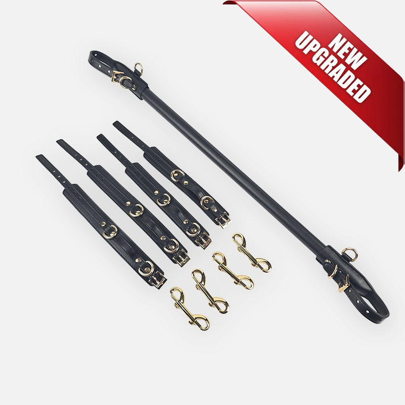 OZGAGA® Vegan Leather Snakeskin-Textured Spreader Bar Set with Wrist & Ankle Cuffs