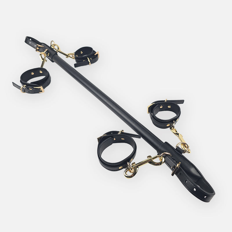 OZGAGA® Vegan Leather Snakeskin-Textured Spreader Bar Set with Wrist & Ankle Cuffs