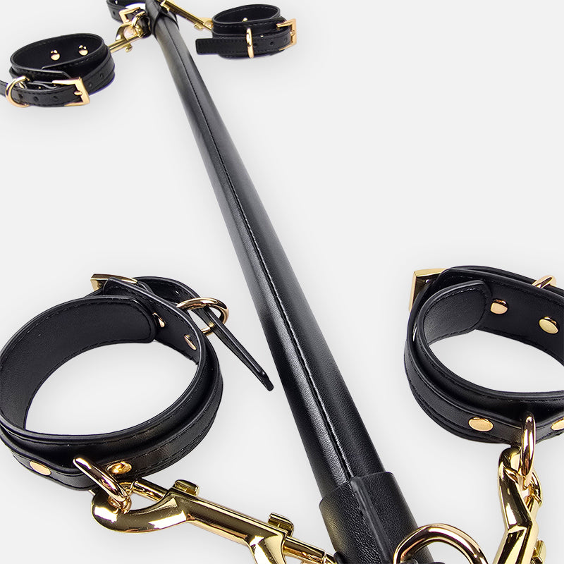 OZGAGA® Vegan Leather Snakeskin-Textured Spreader Bar Set with Wrist & Ankle Cuffs
