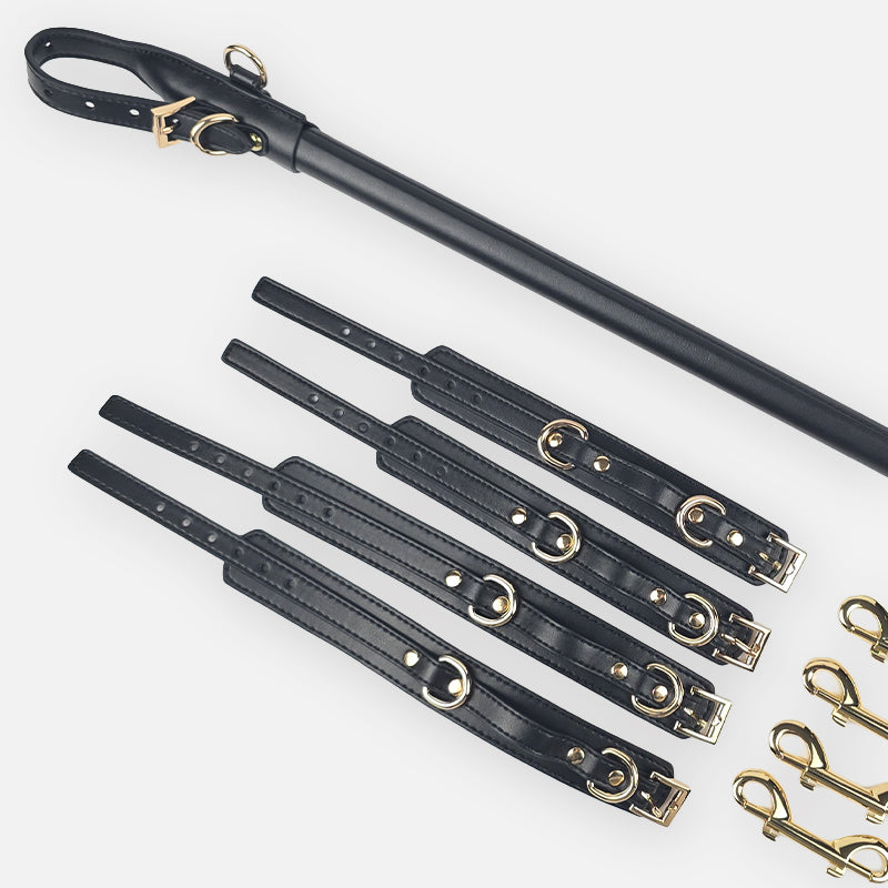 OZGAGA® Vegan Leather Snakeskin-Textured Spreader Bar Set with Wrist & Ankle Cuffs