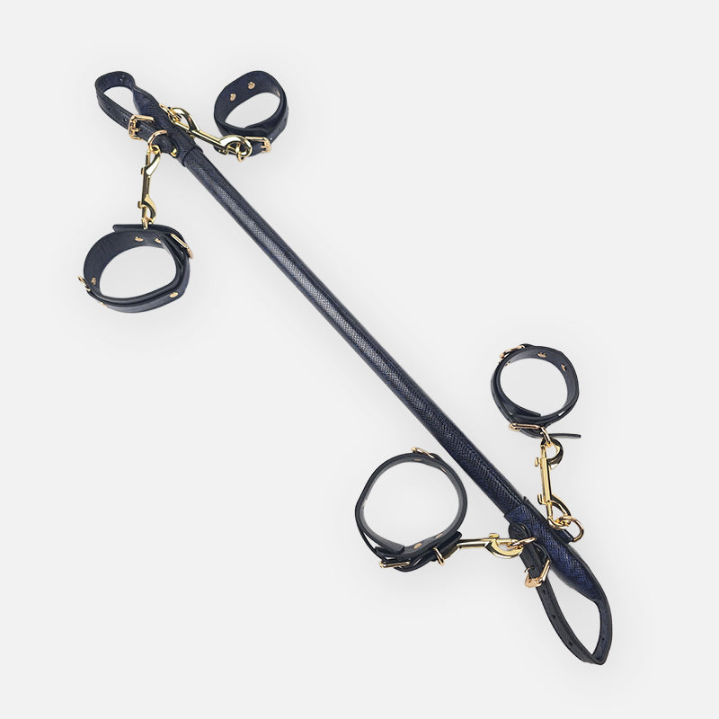 OZGAGA® Vegan Leather Snakeskin-Textured Spreader Bar Set with Wrist & Ankle Cuffs