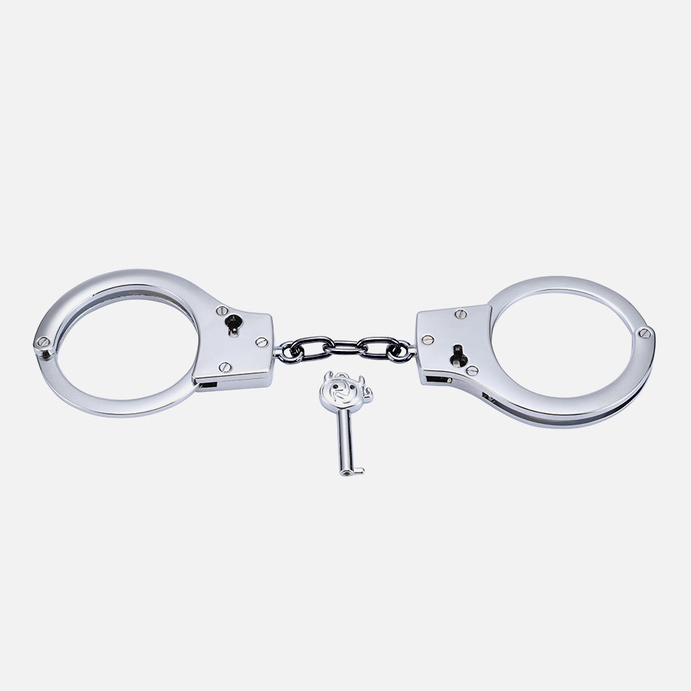 The Enforcer BDSM Essential Stainless Steel Handcuffs (Silver) with Safety Release