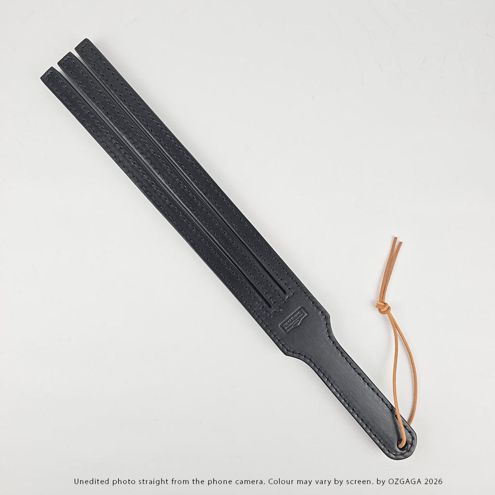 3-tail leather tawse handcrafted from three layers of Italian cowhide
