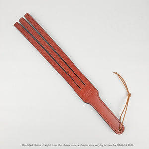 3-tail leather tawse handcrafted from three layers of Italian cowhide