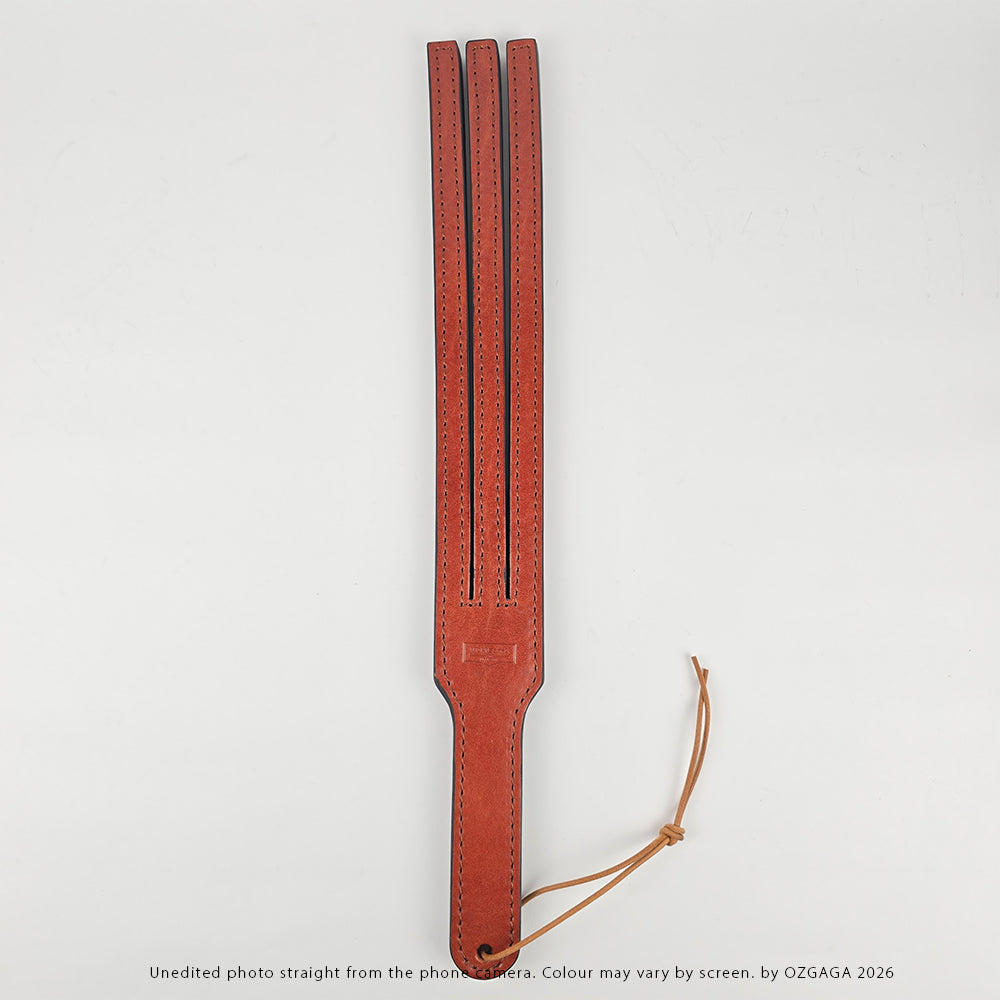 3-tail leather tawse handcrafted from three layers of Italian cowhide