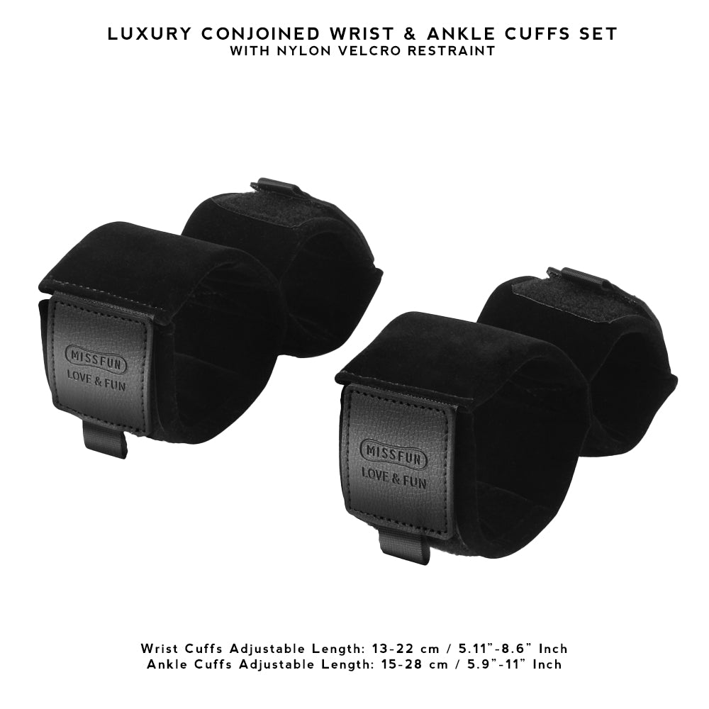 MISSFUN® Luxury BDSM Conjoined Wrist Ankle Cuffs Set Nylon Restraint