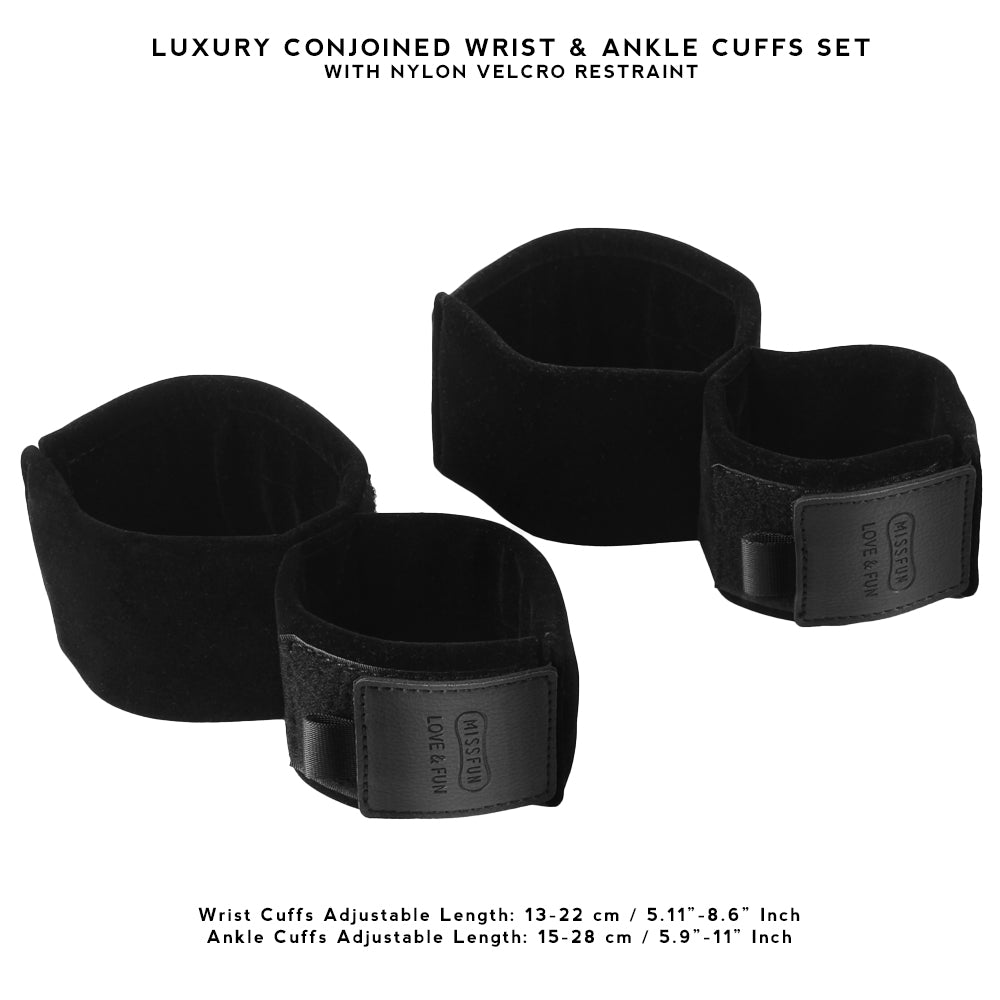 MISSFUN® Luxury BDSM Conjoined Wrist Ankle Cuffs Set Nylon Restraint