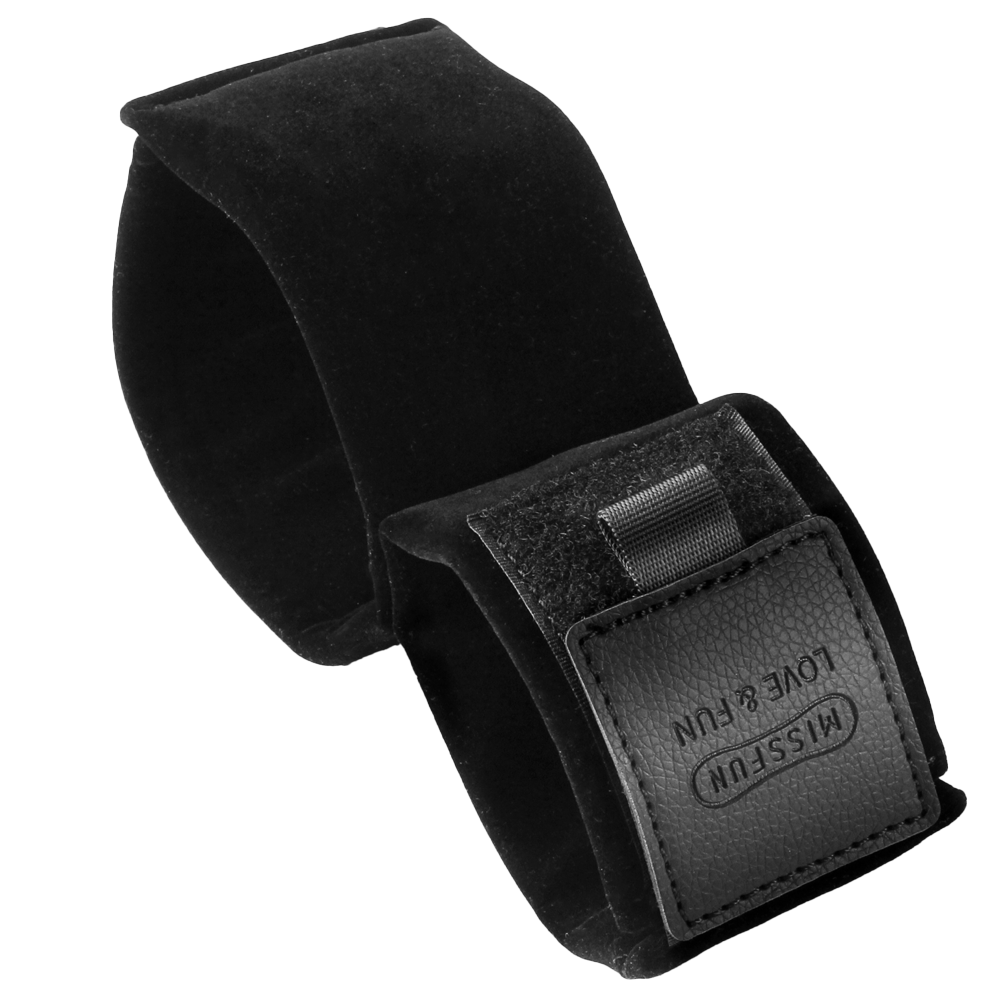 Luxury Conjoined Wrist Ankle Cuffs Set in black, designed for secure and comfortable restraint during BDSM play.